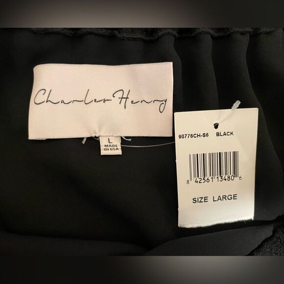 Charles Henry Off Shoulder Dress with Ties Black Women’s Size Large. NWT!‎ - Picture 4 of 5
